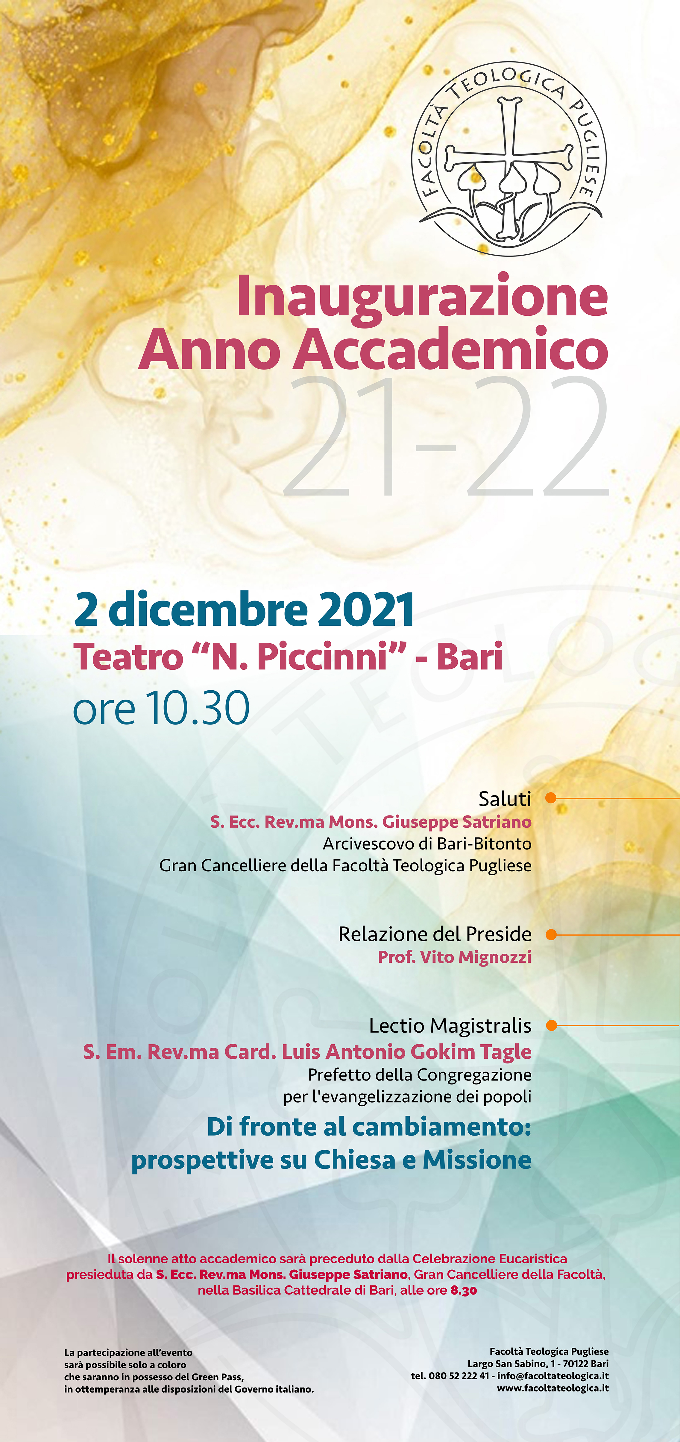 Inaugurazione
Anno Accademico 2021-2022